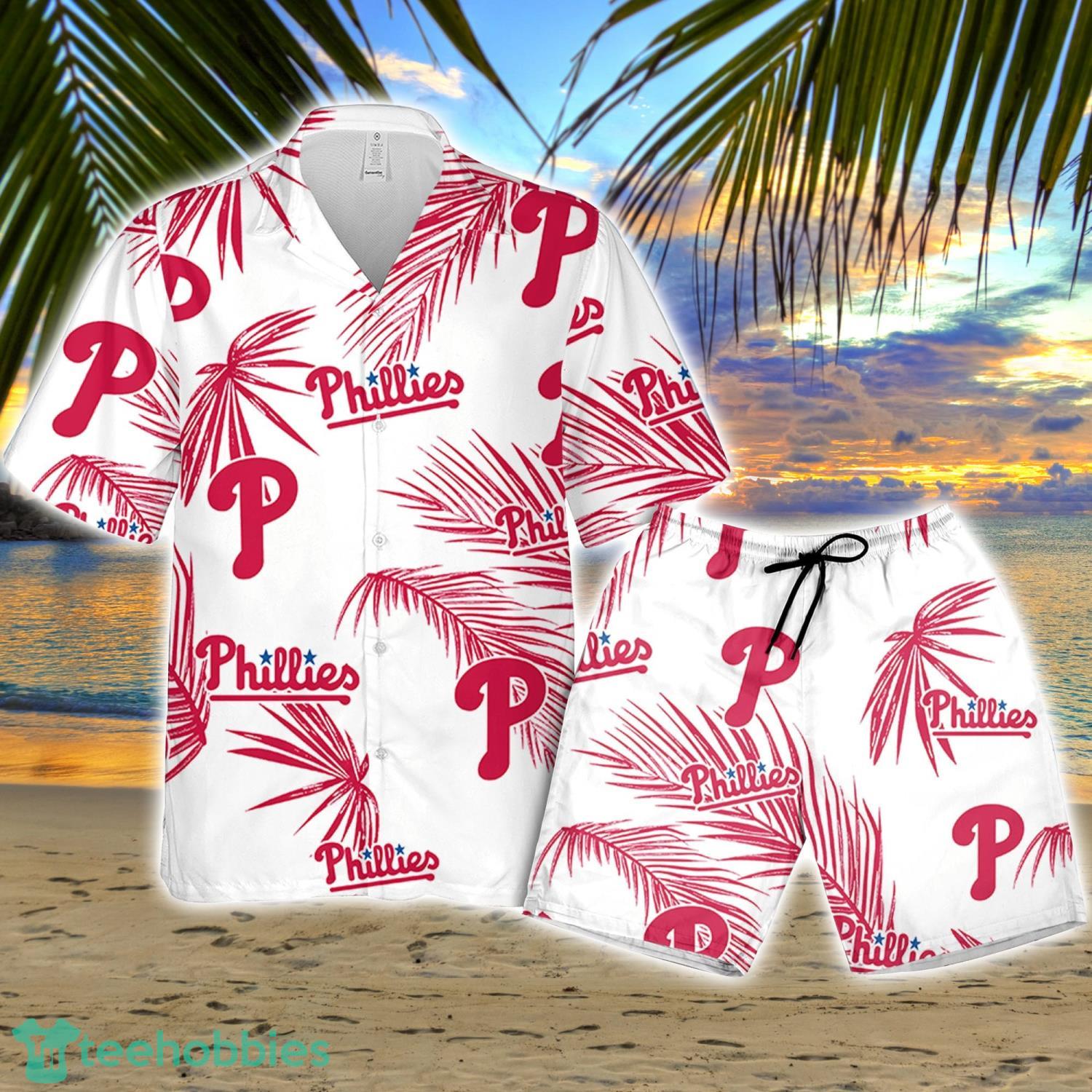 Mens Phillies Hawaiian Shirt Palm Trees Inspired By Philadelphia
