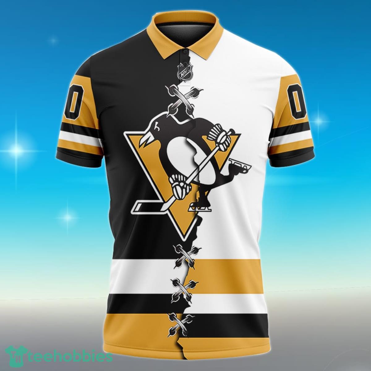 Pittsburgh Penguins Personalized Name NHL Mix Jersey Polo Shirt Best Gift  For Fans