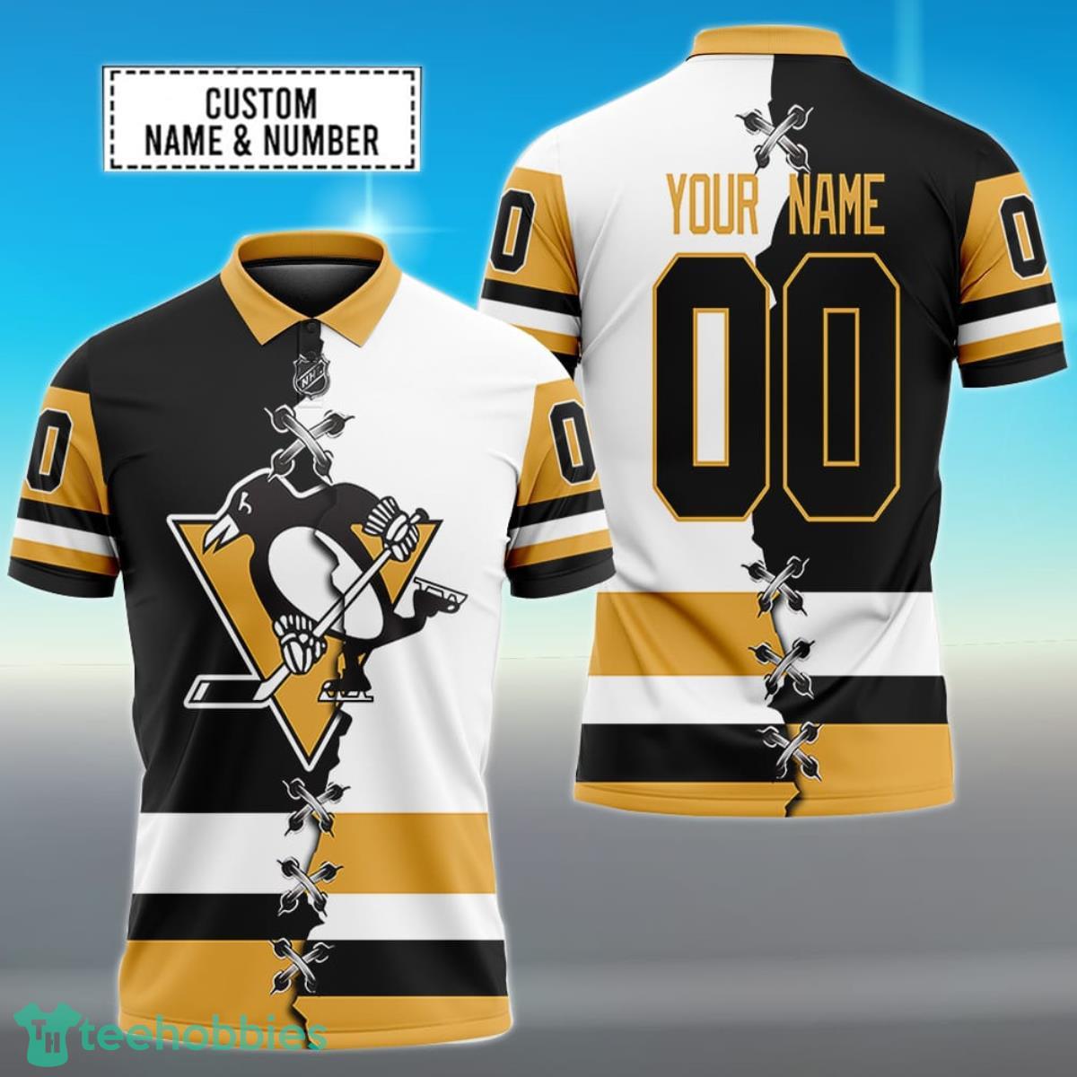 Pittsburgh Penguins Personalized Name NHL Mix Jersey Polo Shirt Best Gift For Fans Product Photo 1
