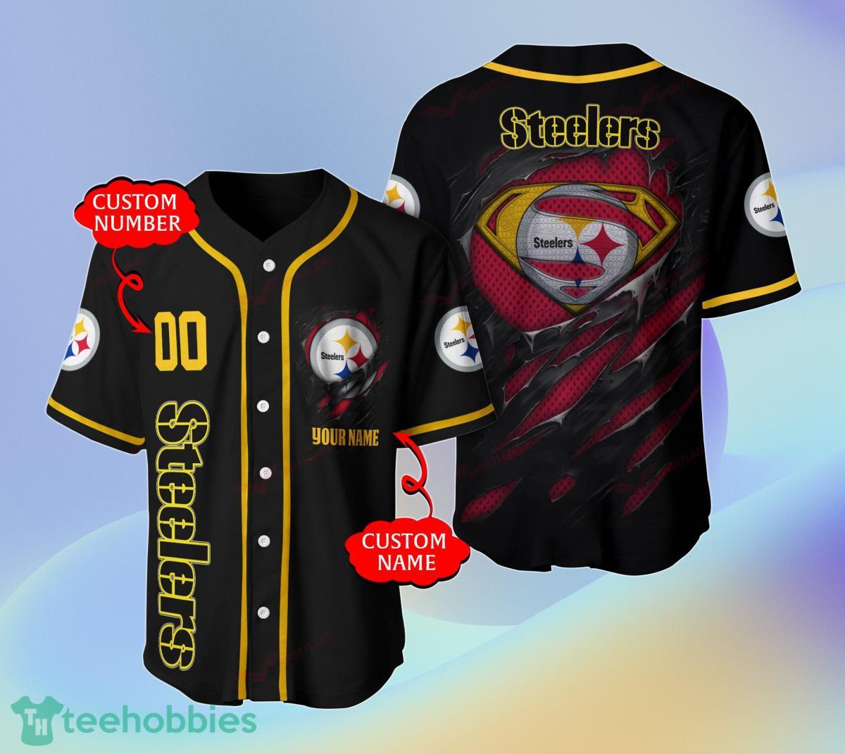 Pittsburgh Steelers-NFL BASEBALL JERSEY CUSTOM NAME AND NUMBER Best Gift For Men And Women Fans Product Photo 1