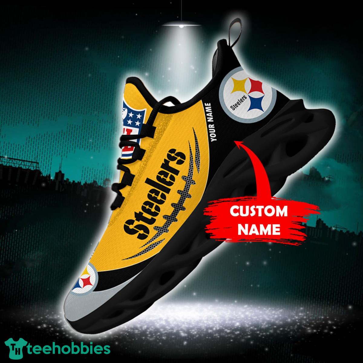 Pittsburgh Steelers Personalized Name NFL Max Soul Shoes Men