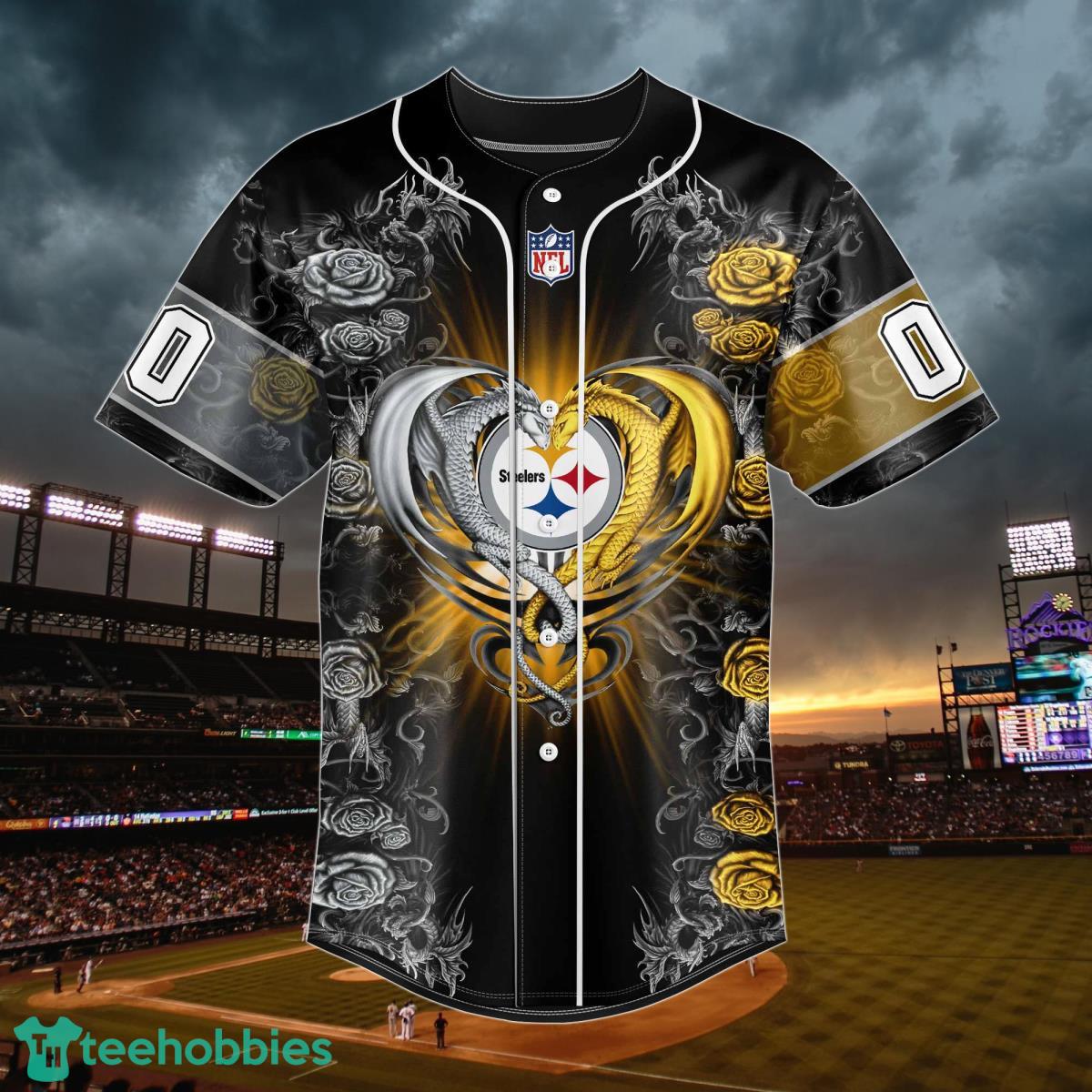 Pittsburgh Steelers Personalized Name & Number NFL Dragon Baseball Shirt  Best Gift Fans