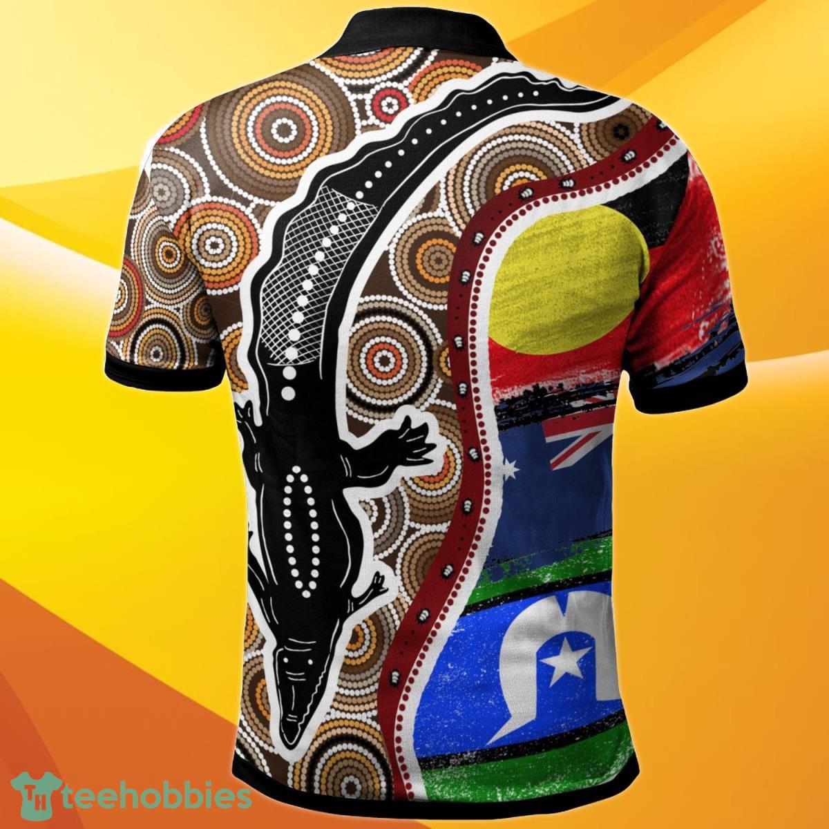 Polo Shirt – Australian Aboriginal Crocodile With NAIDOC Flags Product Photo 2