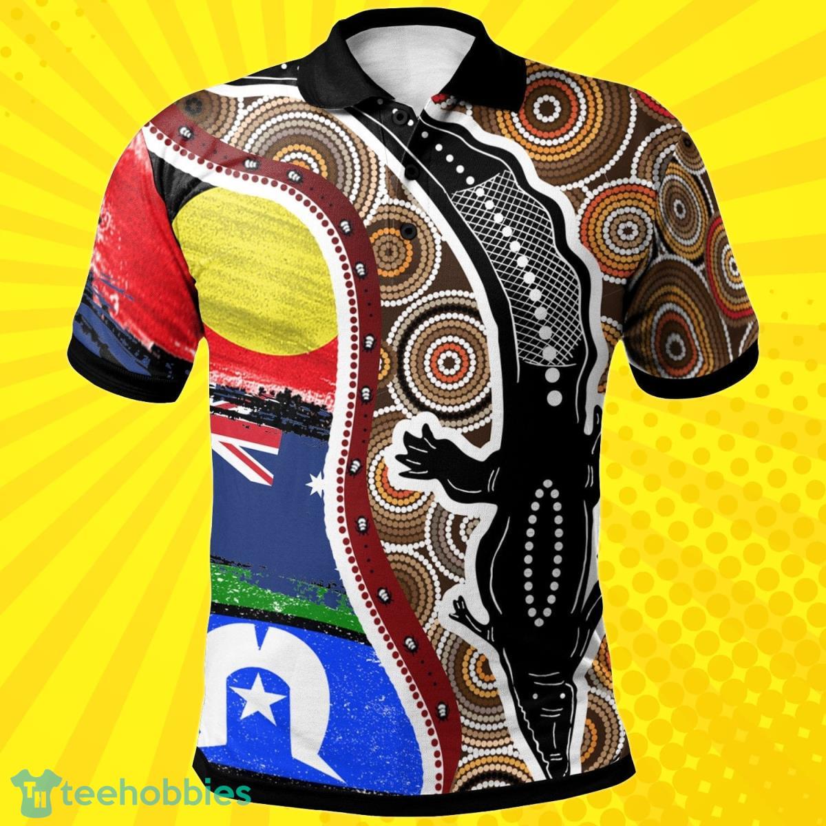 Polo Shirt – Australian Aboriginal Crocodile With NAIDOC Flags Product Photo 1