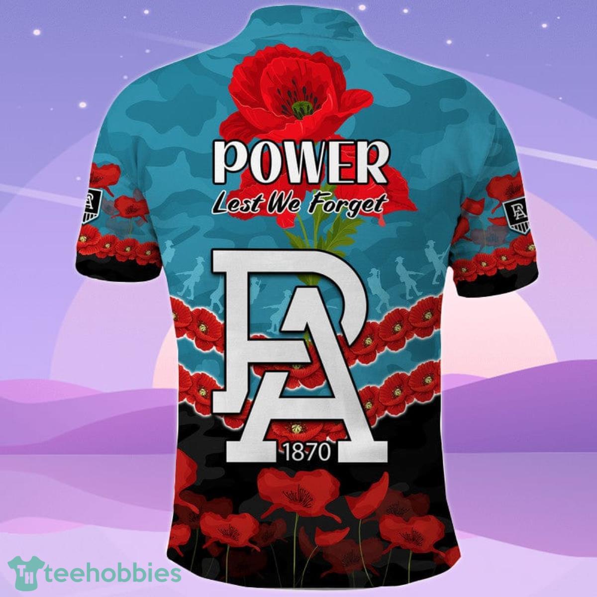 Port Adelaide Power Football ANZAC Polo Shirt Lest We Forget Product Photo 2
