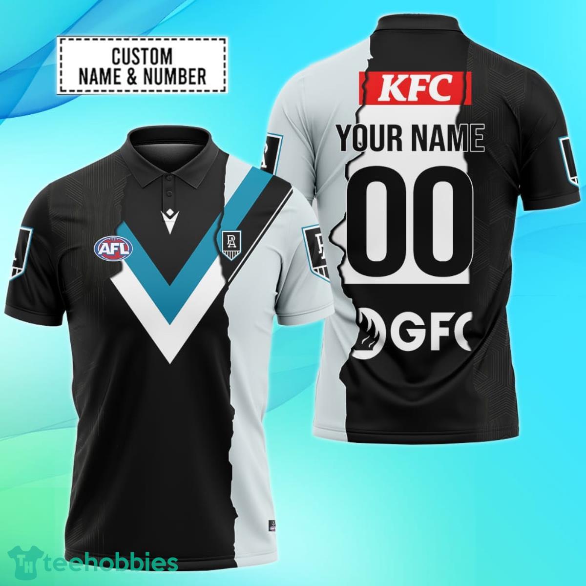 Port Adelaide Power Personalized Name & Number AFL Polo Shirt Best Gift For Fans Product Photo 1