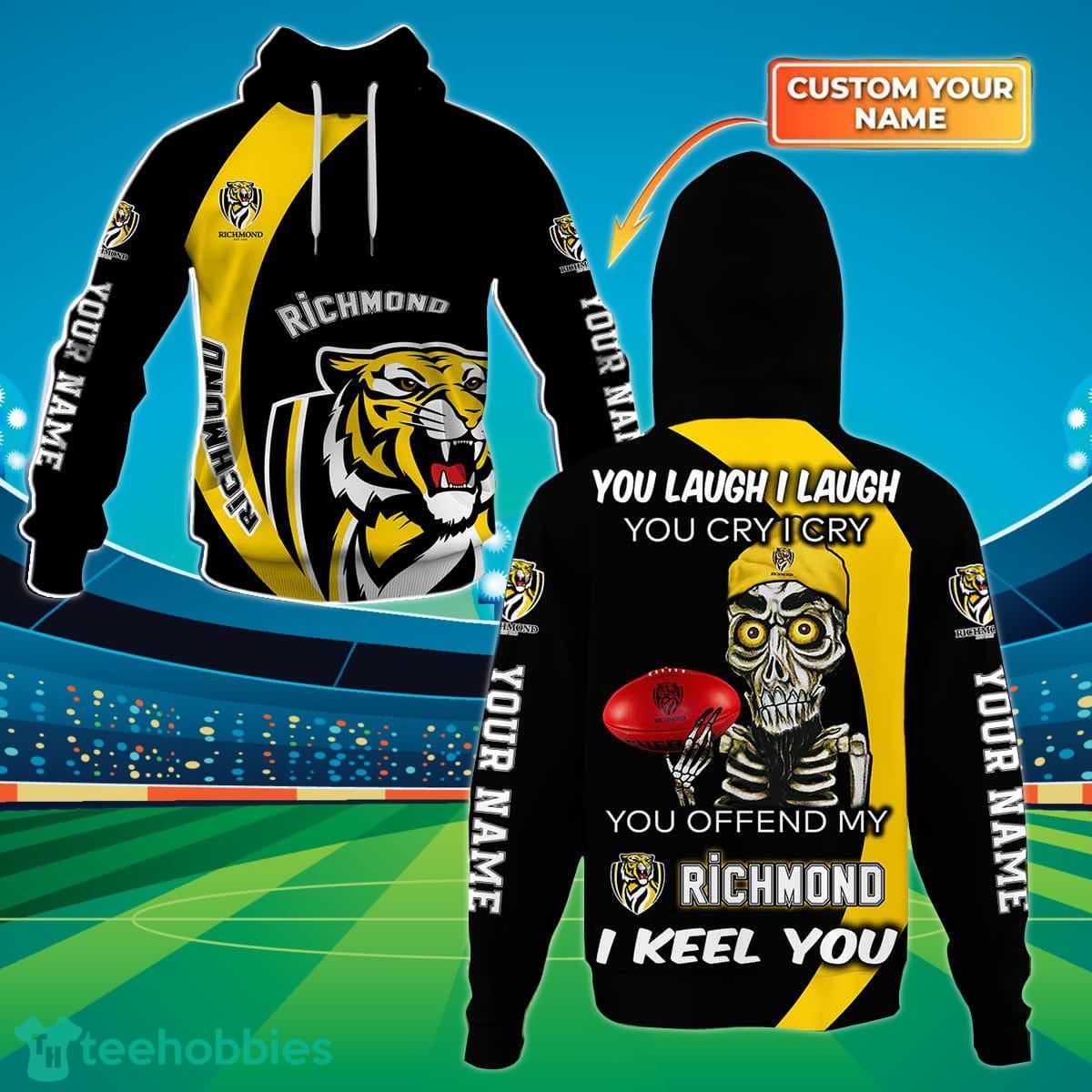Richmond Tigers Custom Name AFL You Laugh I Laugh For Sports Fan 3D Shirt Product Photo 1