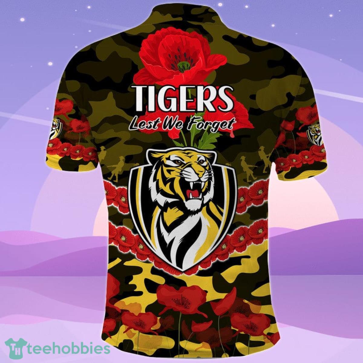 Richmond Tigers Football ANZAC Polo Shirt Lest We Forget