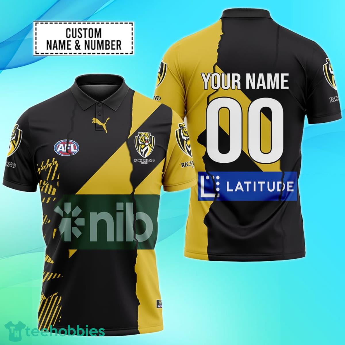 Richmond Tigers Personalized Name & Number AFL Polo Shirt Best Gift For Fans Product Photo 1