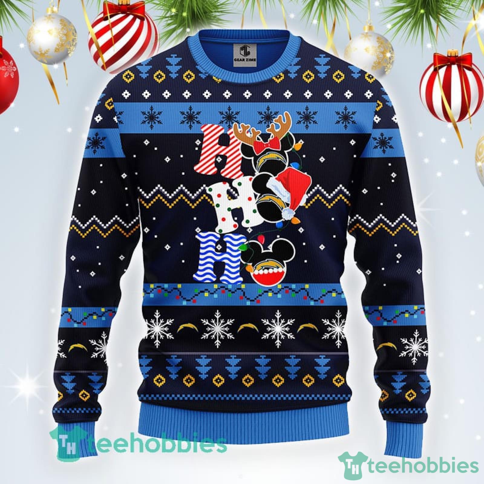 NFL Logo San Diego Chargers HoHoHo Mickey Ugly Christmas Sweater Gift For  Fans - YesItCustom