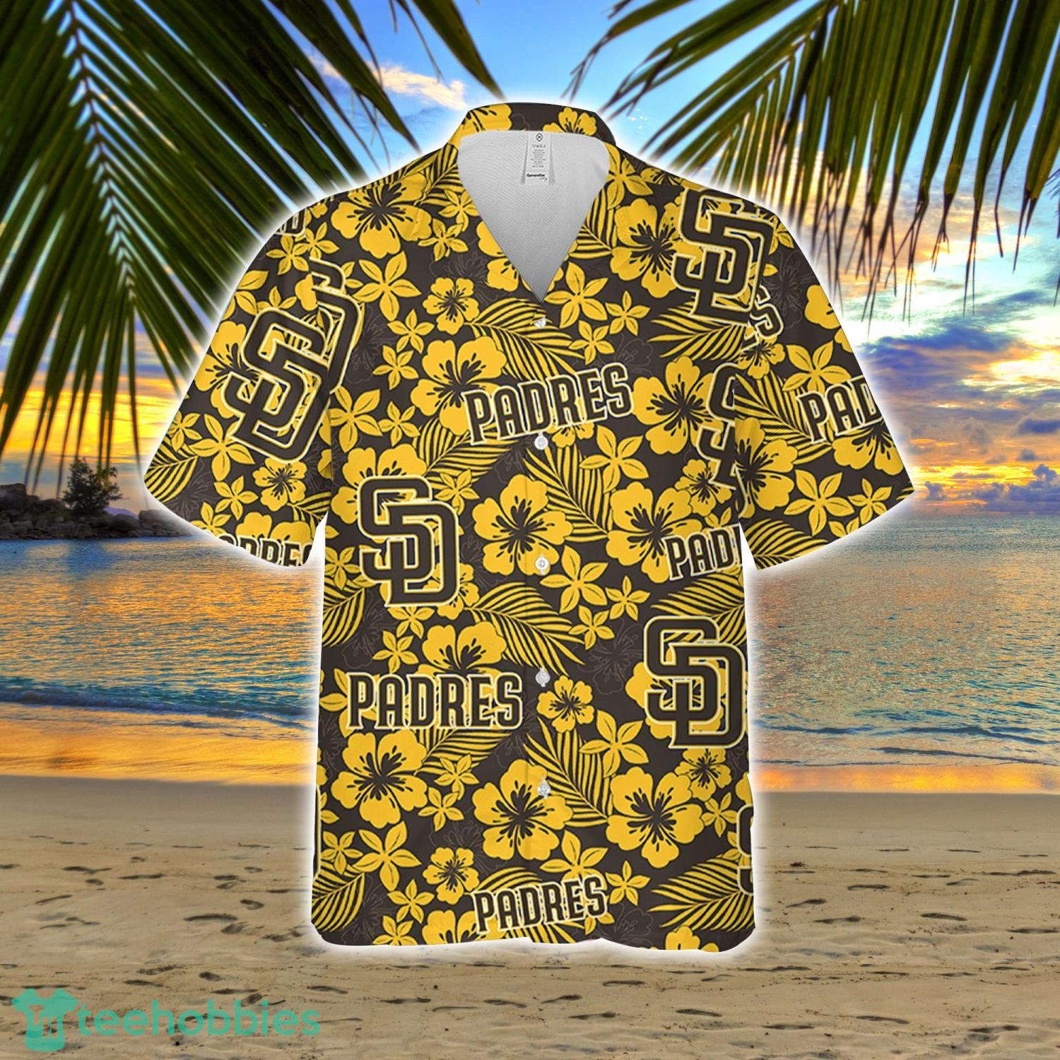 San Diego Padre Hibiscus Flower Pattern Hawaiian Shirt And Shorts Gift For Summer Product Photo 2
