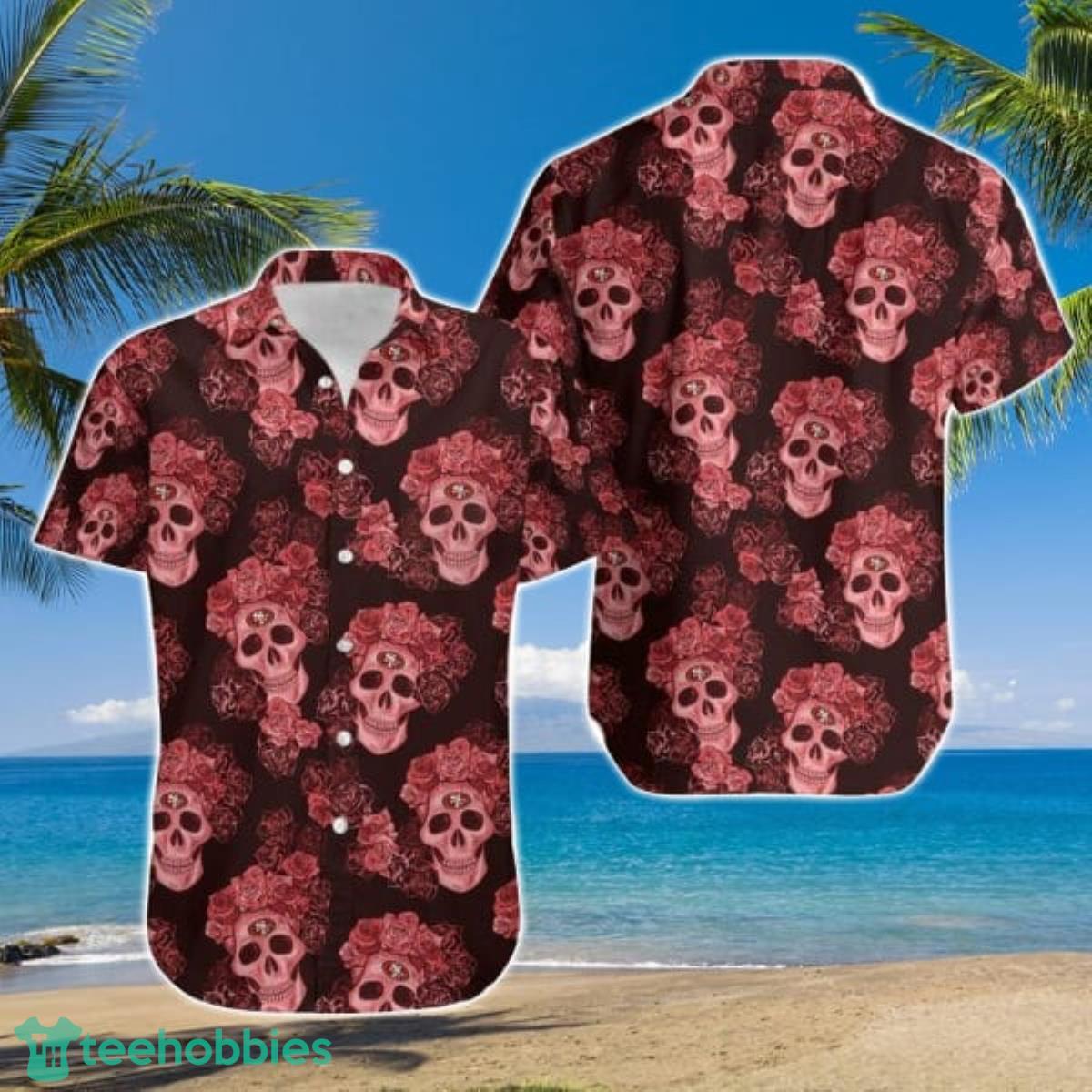 San Francisco 49ers Mystery Skull And Flower Hawaii Shirt