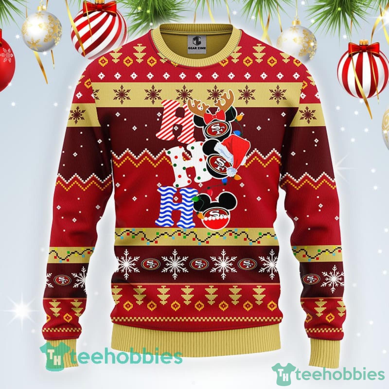 San Francisco 49ers NFL Team HoHoHo Mickey Funny Christmas Gift Men And  Women Ugly Christmas Sweater - Freedomdesign