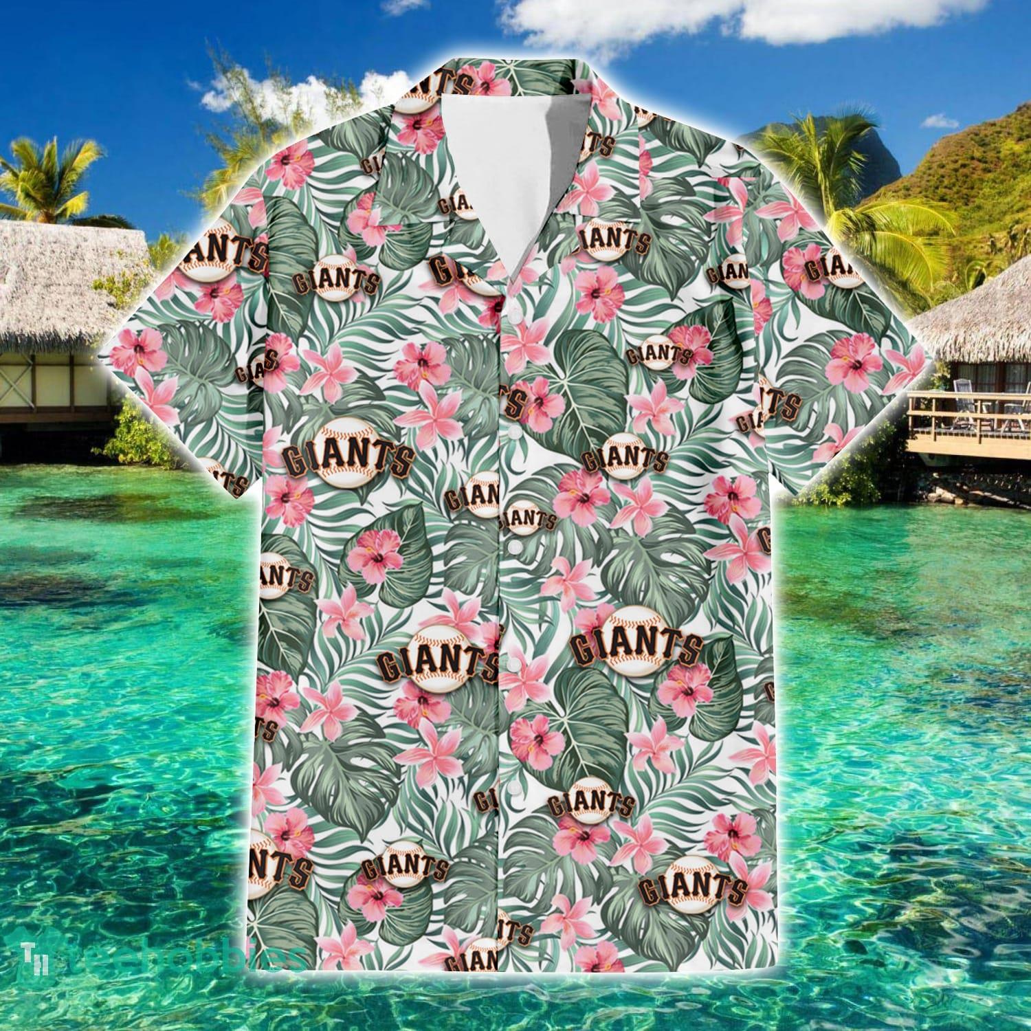 SF Giants Hawaiian Shirt Hibiscus Pattern San Francisco Giants