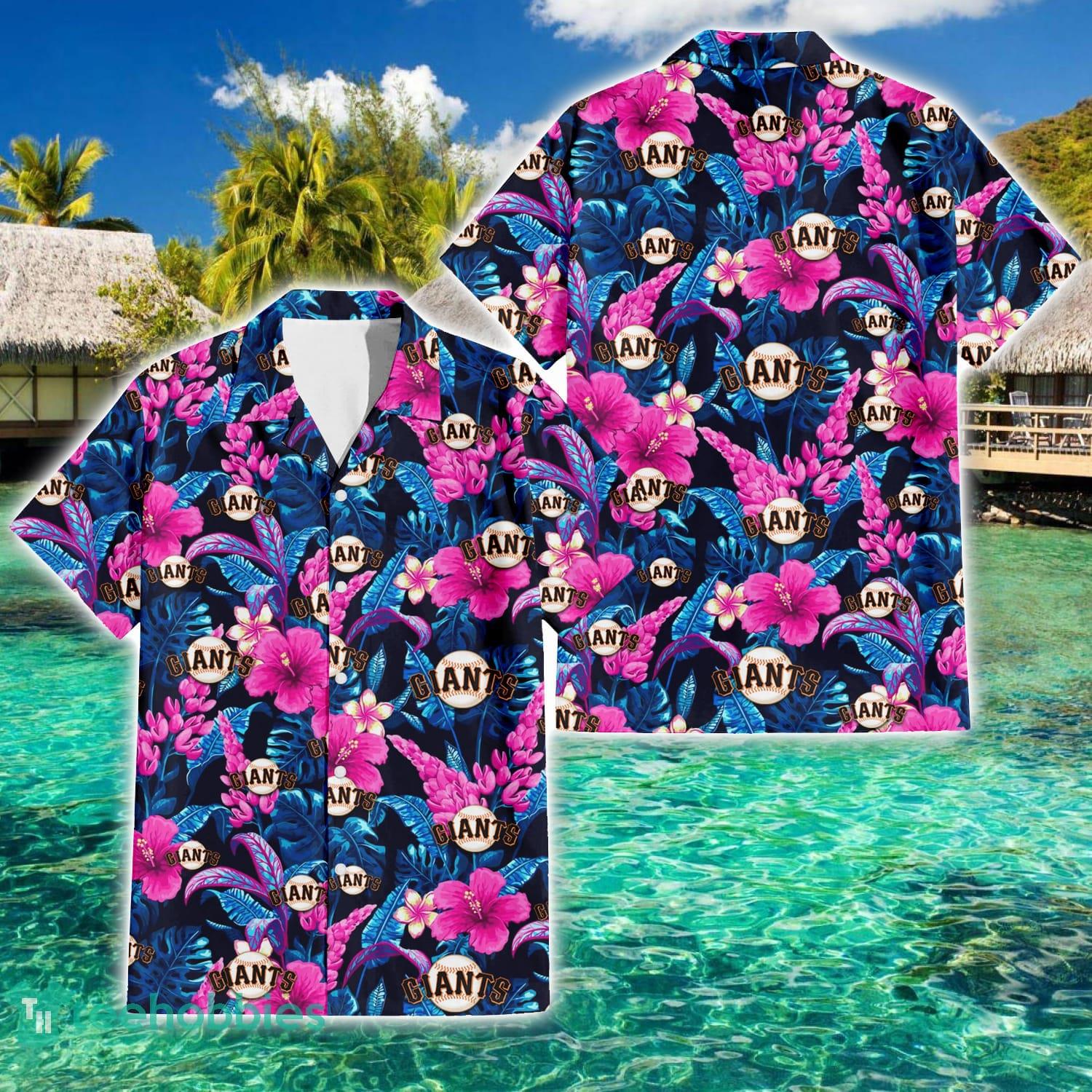 San Francisco Giants Violet Hibiscus Tropical Summer Gift 3D Hawaiian Shirt Product Photo 1