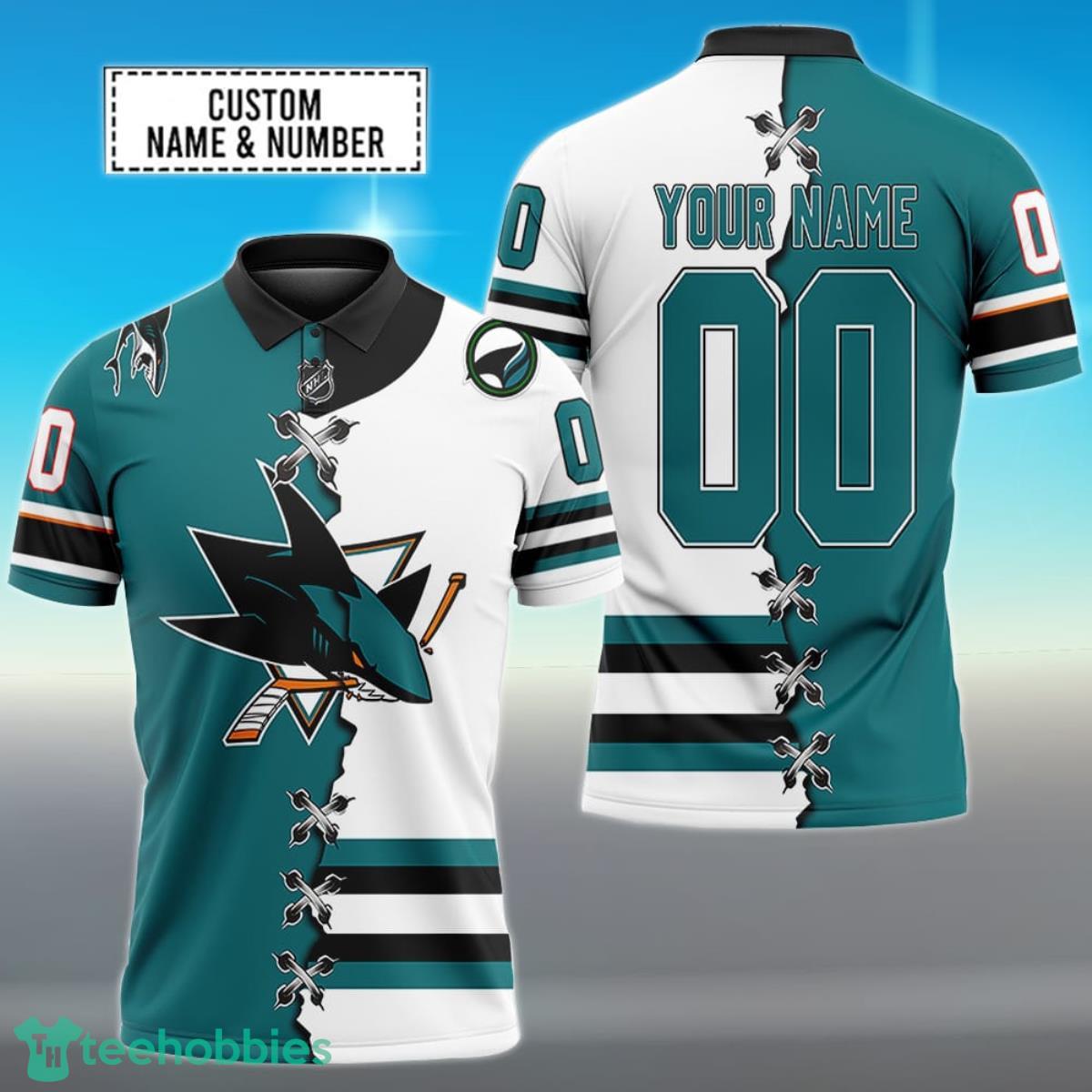 San Jose Sharks Personalized Name NHL Mix Jersey Polo Shirt Best Gift For Fans Product Photo 1