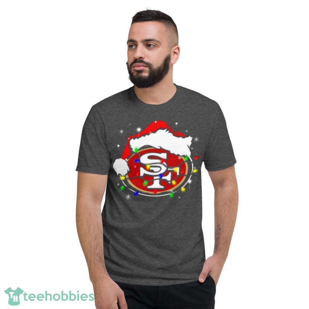 Santa San Francisco 49ers Logo Lights Christmas Sweater, hoodie