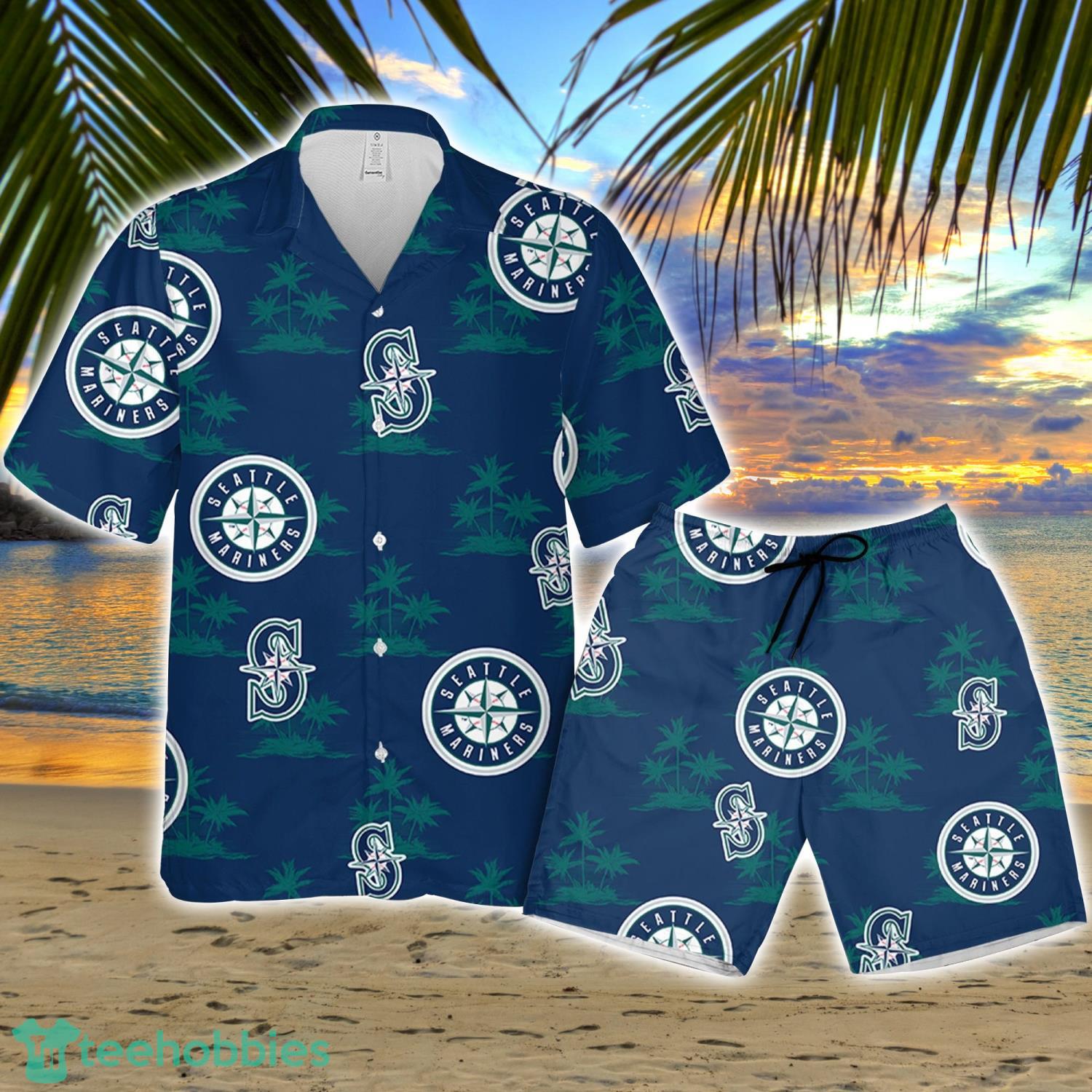 Seattle Mariner Baseball Coconut Island Pattern Hawaiian Shirt And Shorts Summer Gift Product Photo 1