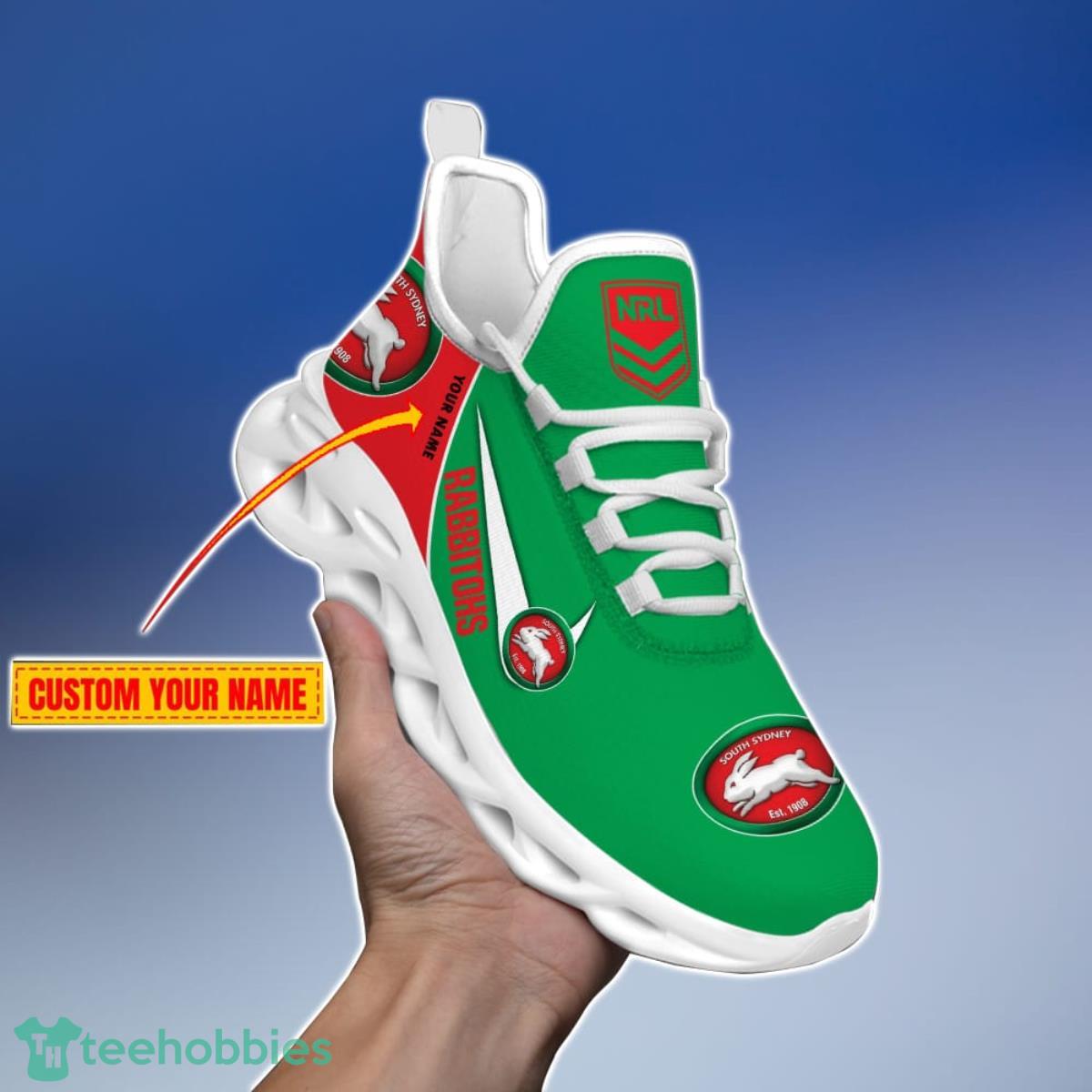 South Sydney Rabbitohs Personalized Name NRL Max Soul Shoes Gift Fans Product Photo 2