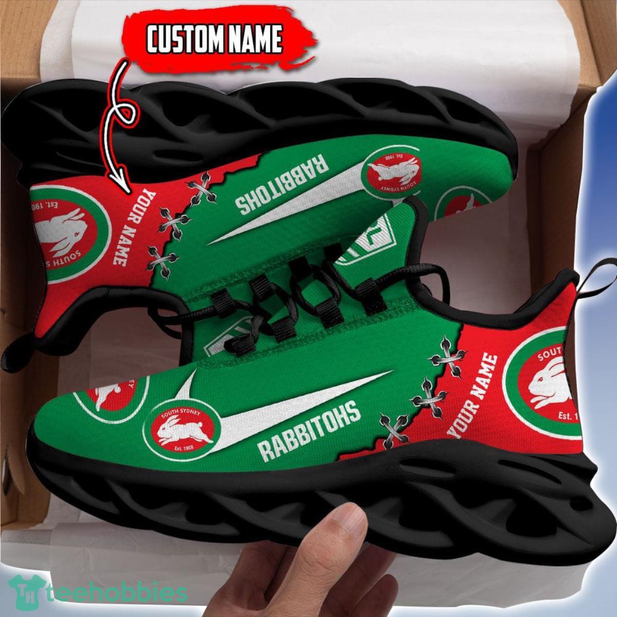 South Sydney Rabbitohs Personalized Name NRL Premium Luxury Max Soul Shoes Best Gift For Fans Product Photo 2