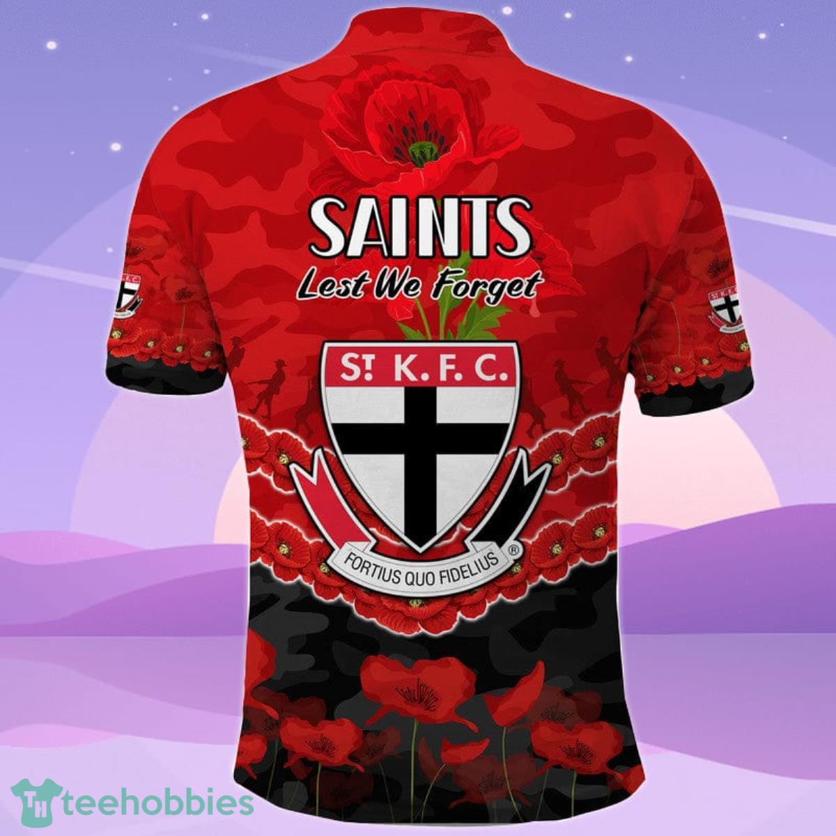 St Kilda Saints Football ANZAC Polo Shirt Lest We Forget Product Photo 2