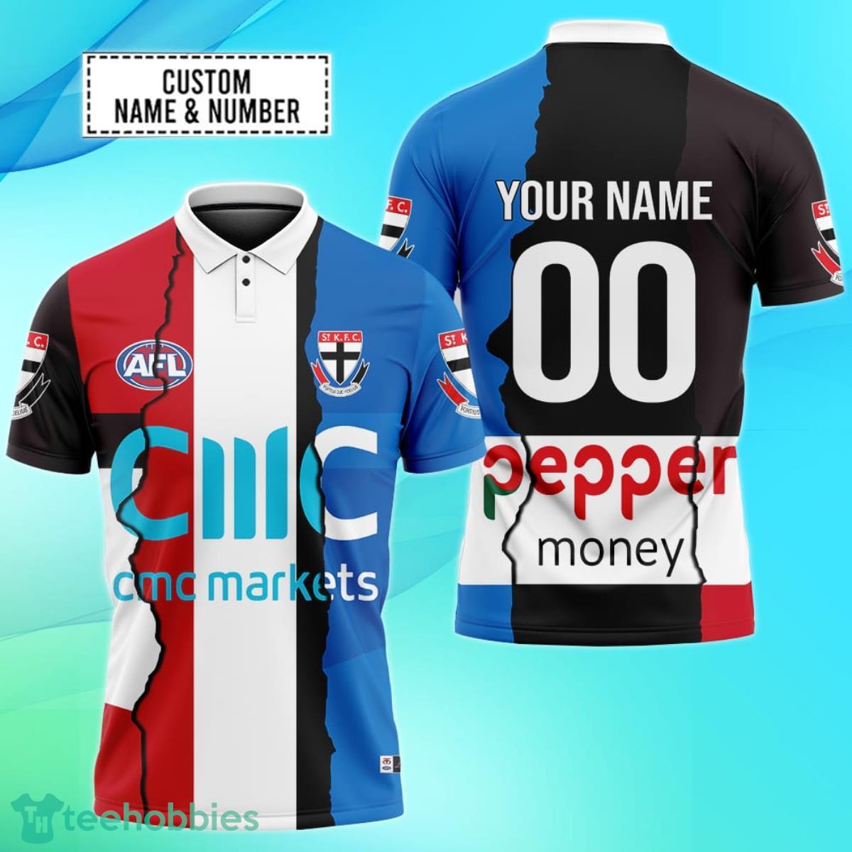 St. Kilda Saints Personalized Name & Number AFL Polo Shirt Best Gift For Fans Product Photo 1