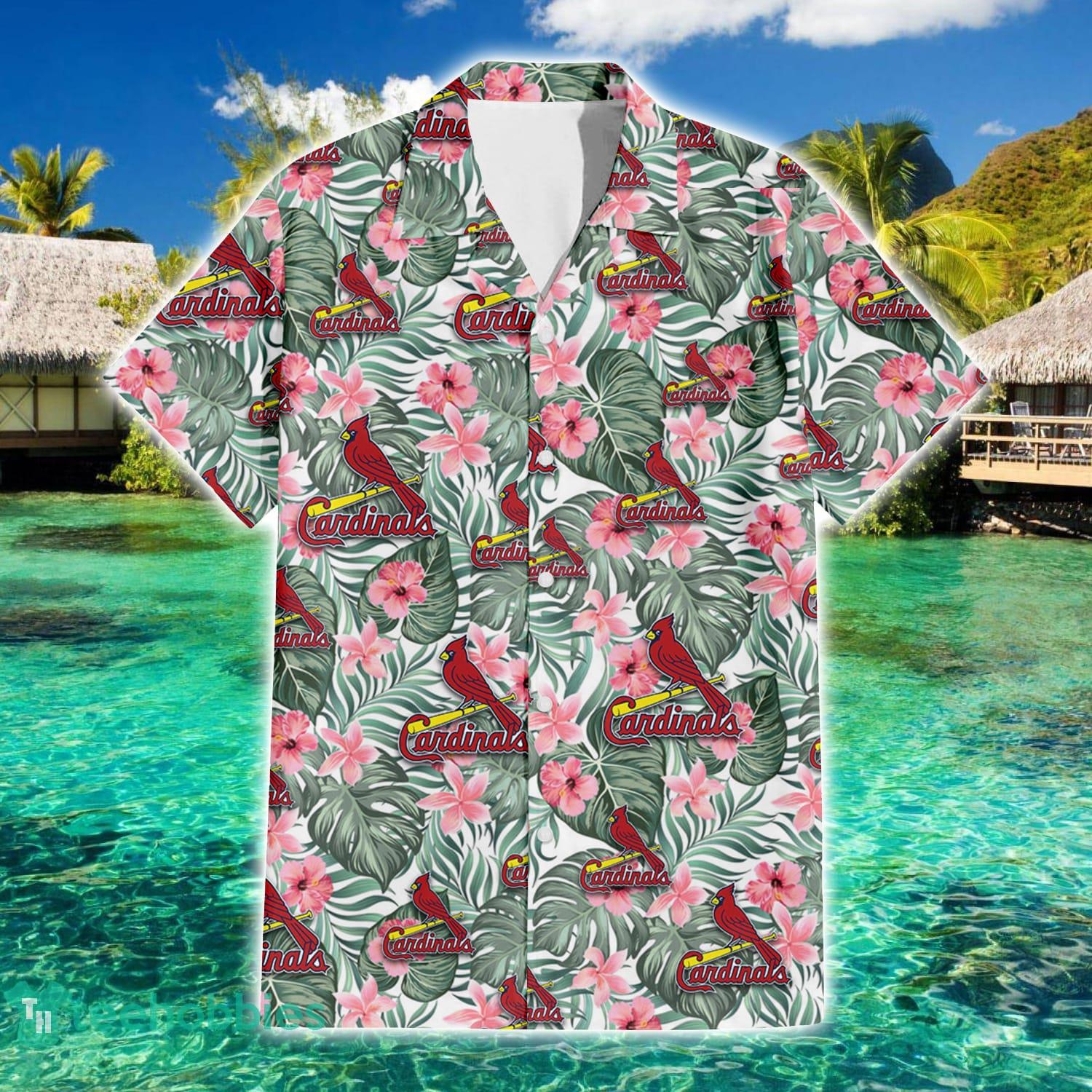 St. Louis Cardinals White Porcelain Flower Pink Hibiscus All Over Printed  3D Hawaiian Shirt - Freedomdesign