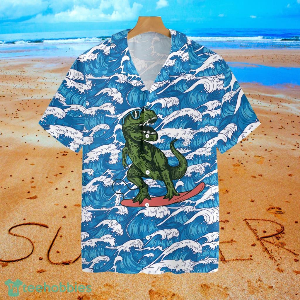 Surfing T-Rex Dinosaur Tropical Hawaiian Shirt For Men And Women