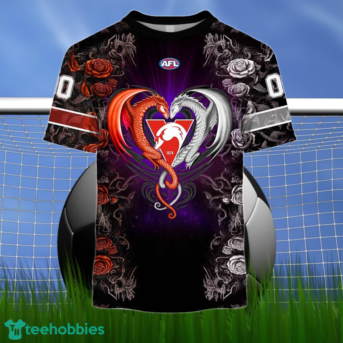 Sydney Swans Custom Name And Number Rose Dragon 3D Shirt For Fans Product Photo 2