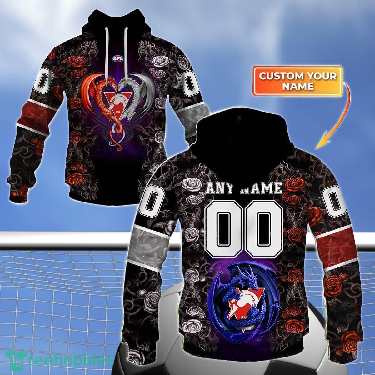 Sydney Swans Custom Name And Number Rose Dragon 3D Shirt For Fans Product Photo 1