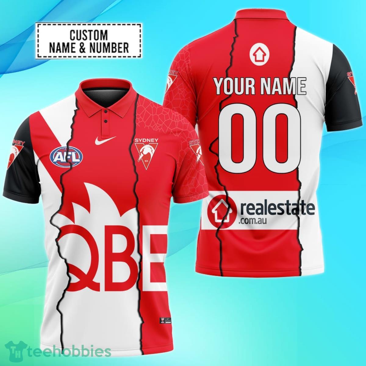 Sydney Swans Personalized Name & Number AFL Polo Shirt Best Gift For Fans Product Photo 1