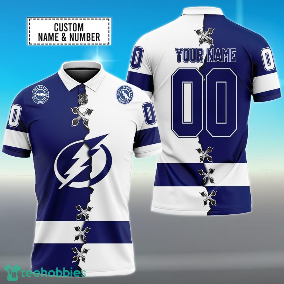 Tampa Bay Lightning Personalized Name NHL Mix Jersey Polo Shirt Best Gift For Fans Product Photo 1
