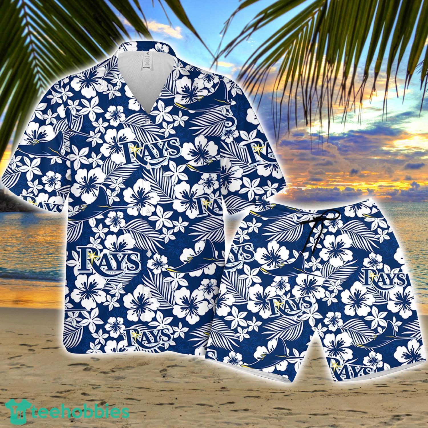 Tampa Bay Ray Hibiscus Flower Pattern Hawaiian Shirt And Shorts Gift For Summer Product Photo 1