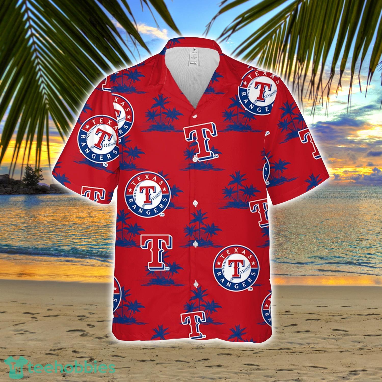 Texas Ranger Baseball Coconut Island Pattern Hawaiian Shirt And Shorts Summer Gift Product Photo 2