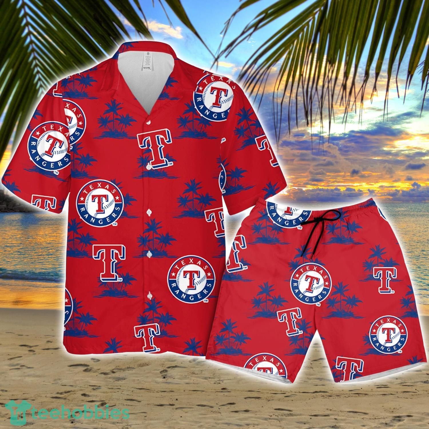 Texas Ranger Baseball Coconut Island Pattern Hawaiian Shirt And Shorts Summer Gift Product Photo 1