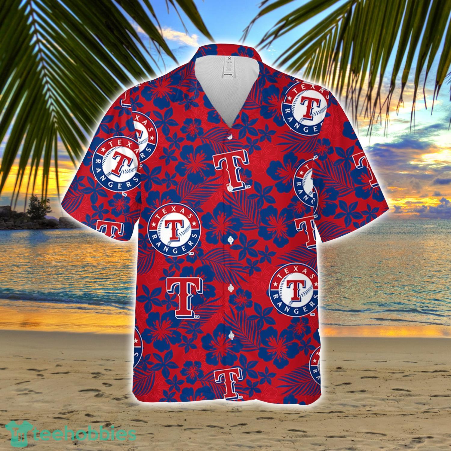Texas Ranger Hibiscus Flower Pattern Hawaiian Shirt And Shorts Gift For Summer Product Photo 2