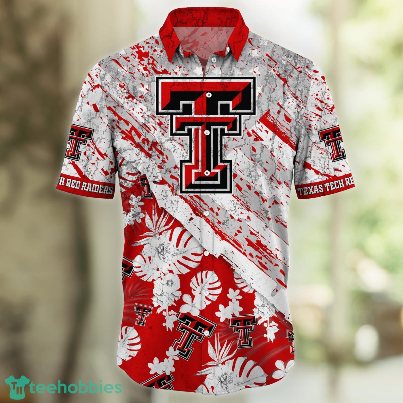 Texas Tech Red Raiders Striped And Tropical Flower Hawaiian Shirt