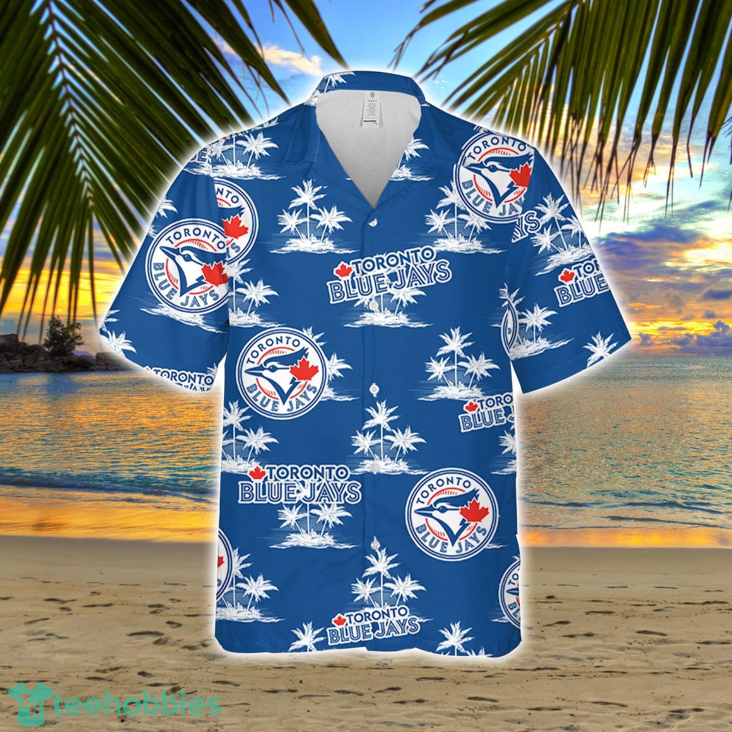 Toronto Blue Jay Baseball Coconut Island Pattern Hawaiian Shirt And Shorts Summer Gift image Toronto Blue Jay Baseball Coconut Island Pattern Hawaiian Shirt And Shorts Summer Gift Product Photo 2