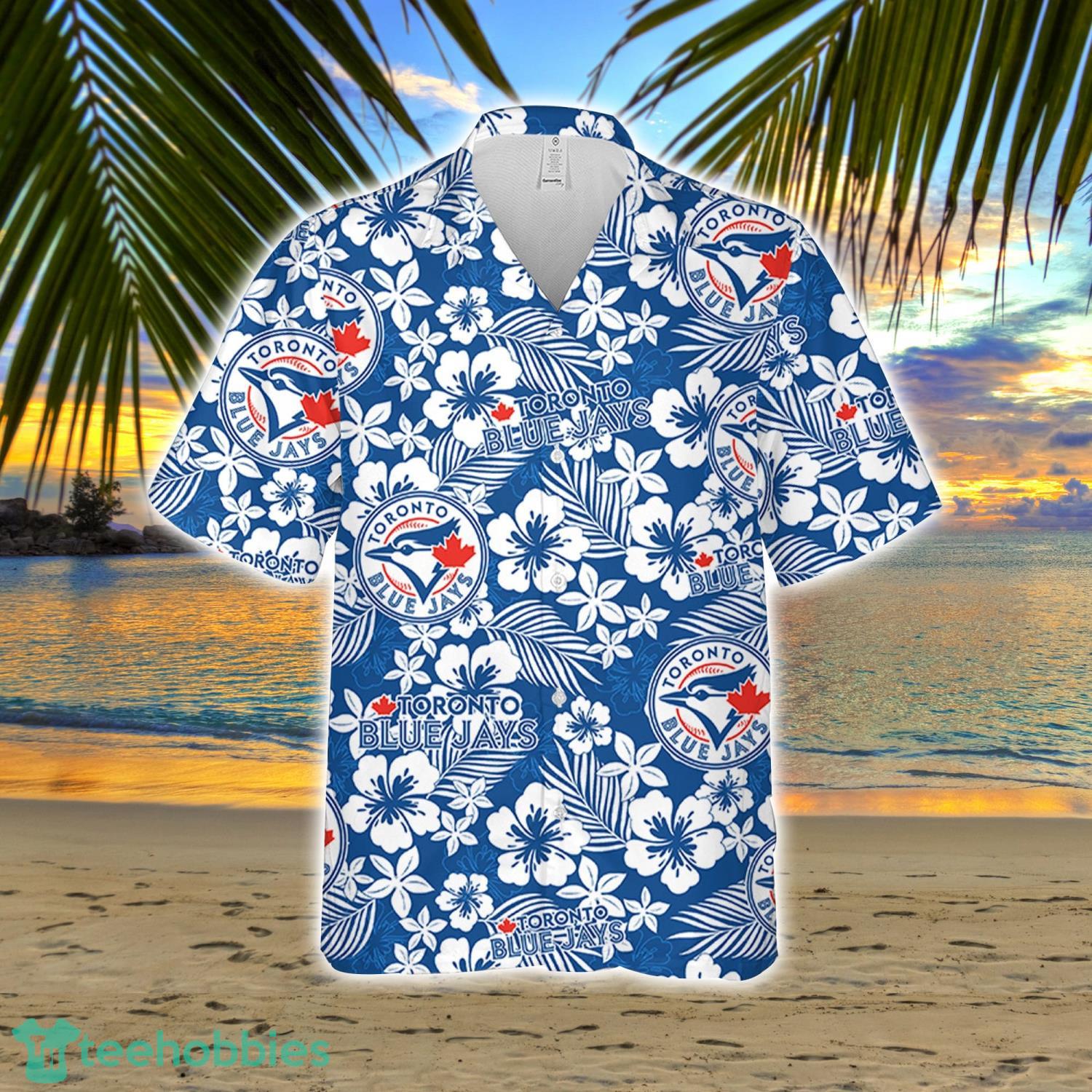 Toronto Blue Jay Hibiscus Flower Pattern Hawaiian Shirt And Shorts Gift For Summer image Toronto Blue Jay Hibiscus Flower Pattern Hawaiian Shirt And Shorts Gift For Summer Product Photo 2
