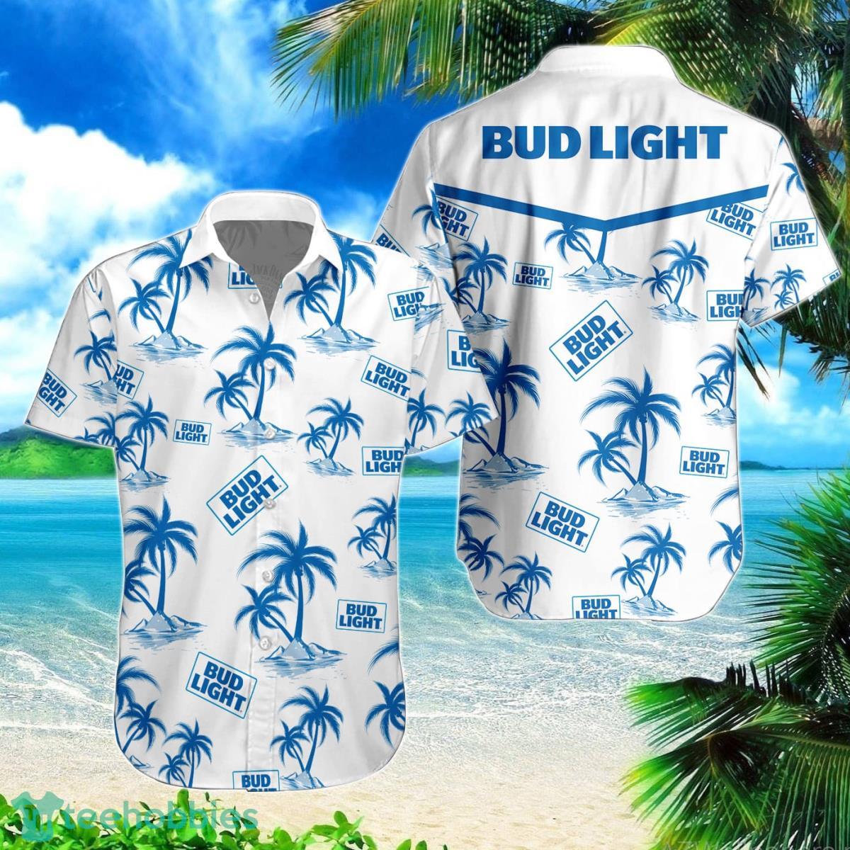 Tropical Bud Light Button Hawaiian Shirt Product Photo 1