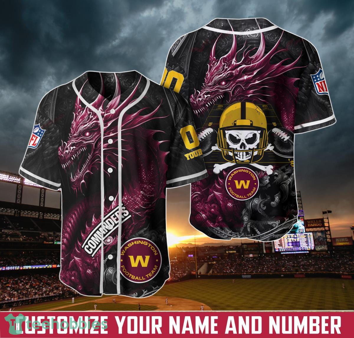 Custom Number And Name NFL Washington Commanders Logo Hello Kitty Baseball Jersey  Shirt - Banantees