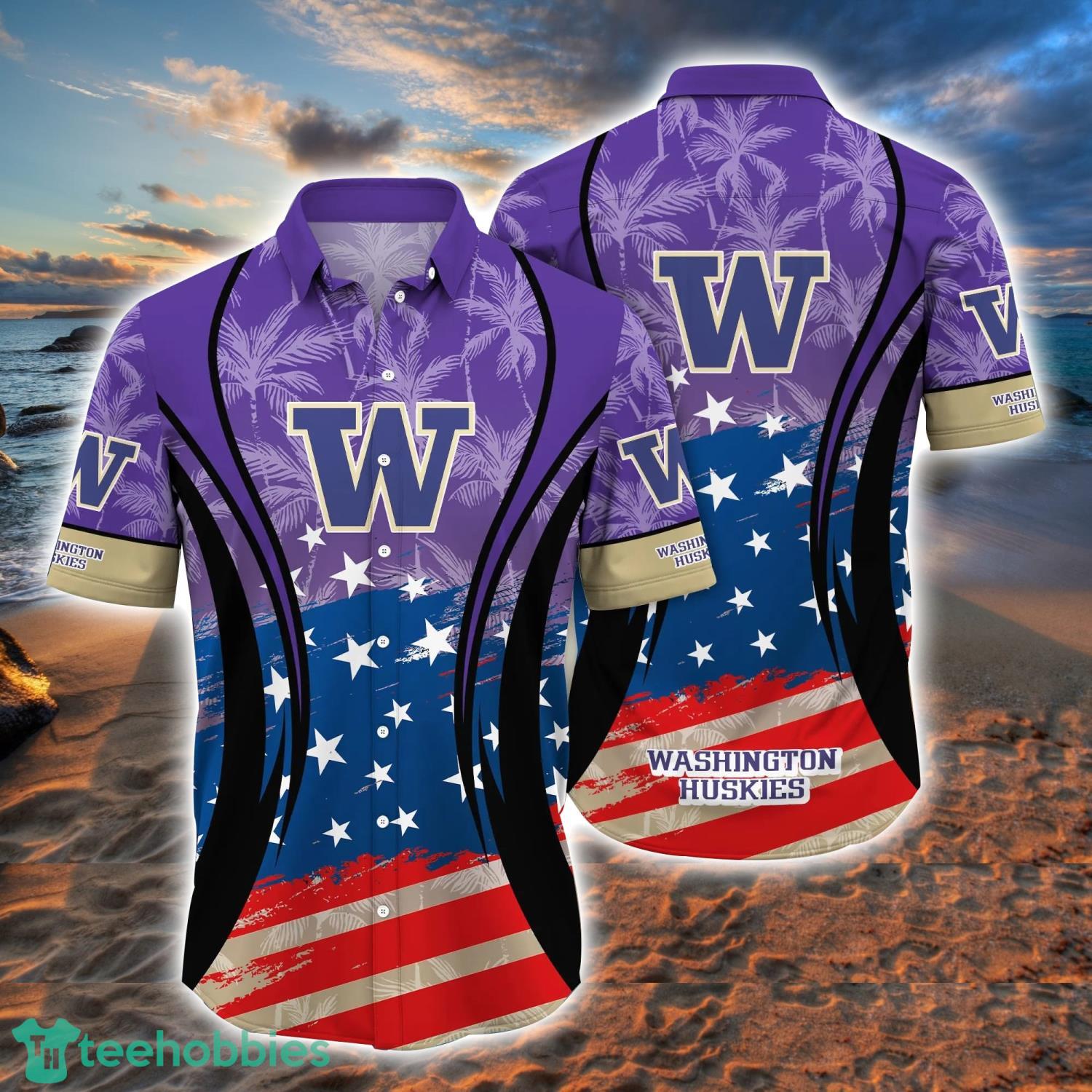 Washington Huskies NCAA1 Hawaiian Shirt Star Pattern Best Trend Summer Gift