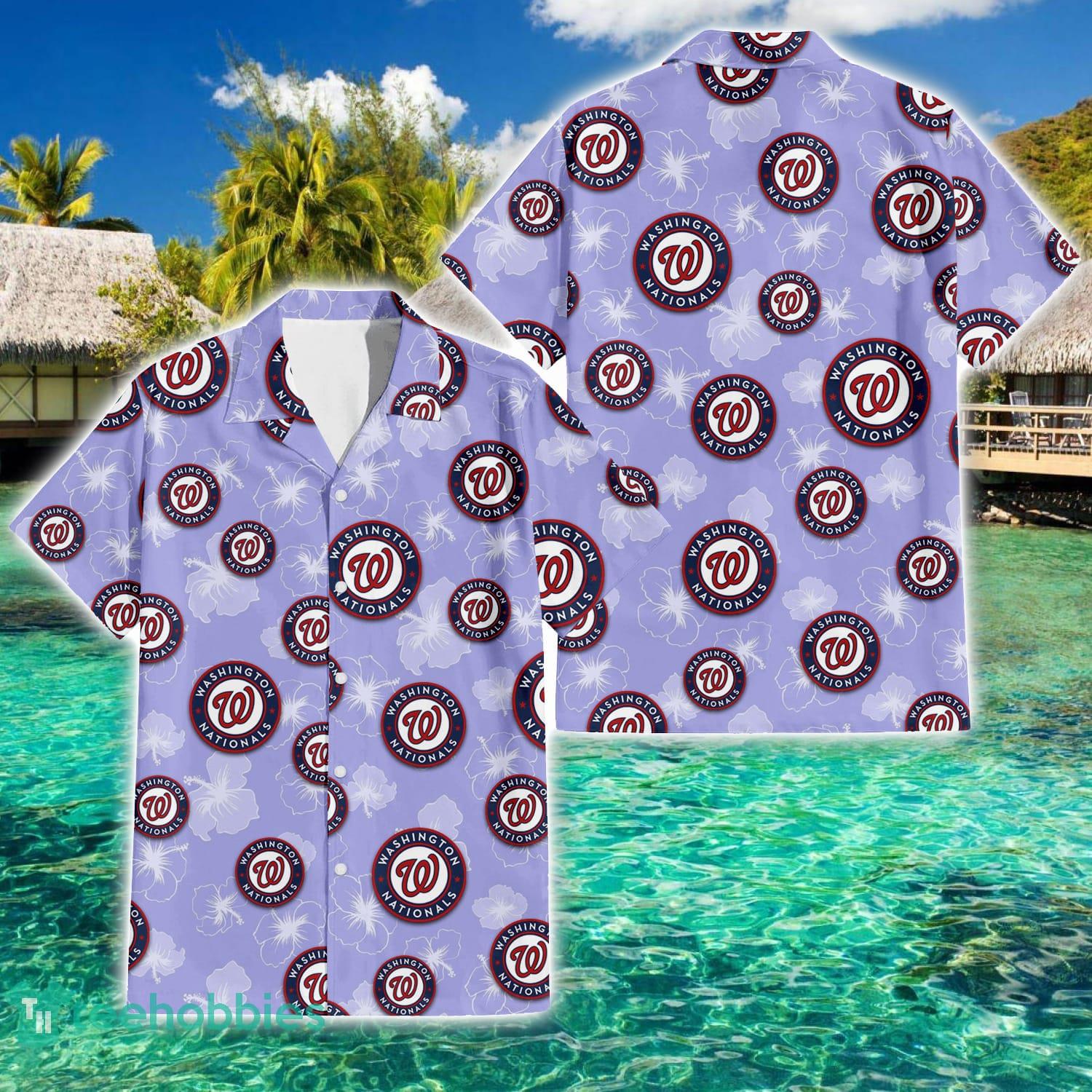 Washington Nationals Floral Violet Hawaiian Shirt For Men And Women Product Photo 2