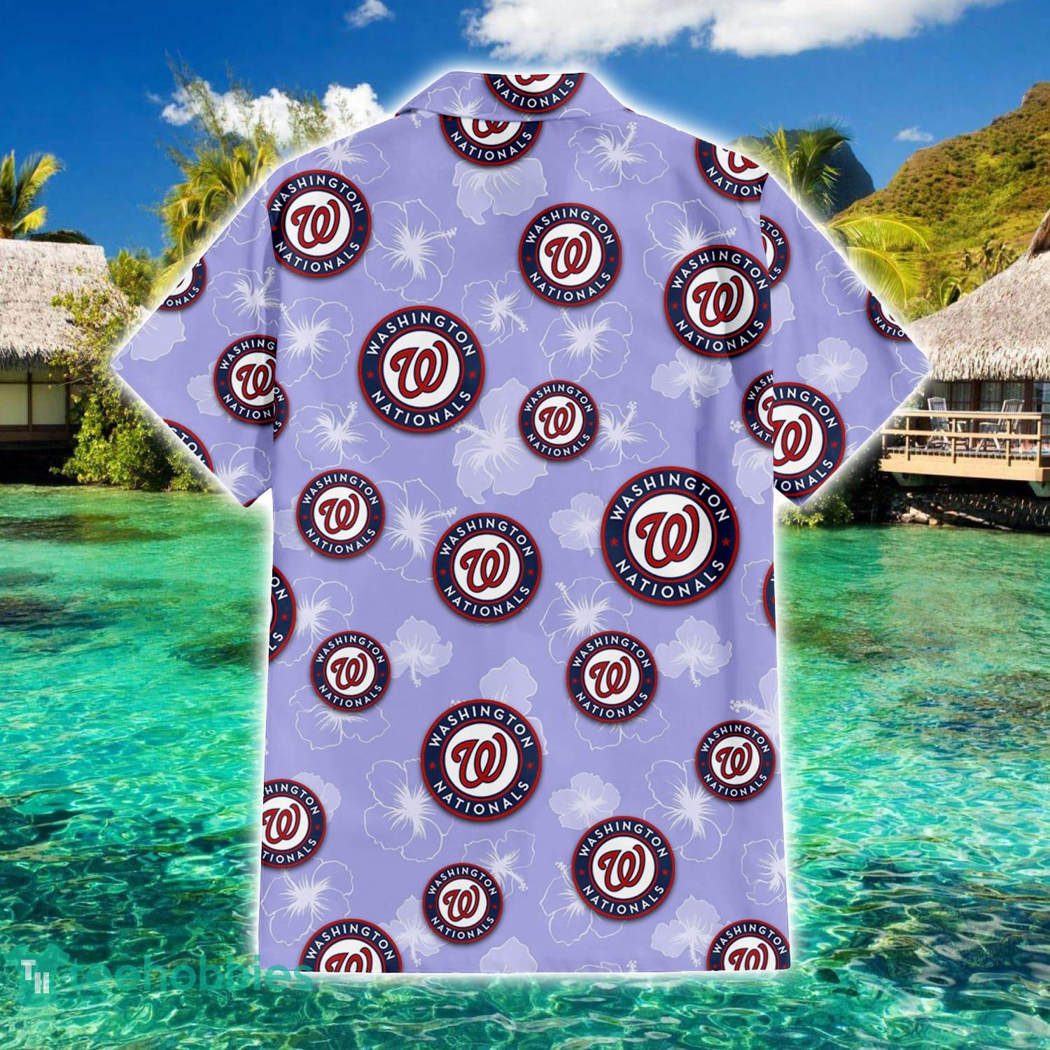 Washington Nationals Floral Violet Hawaiian Shirt For Men And Women