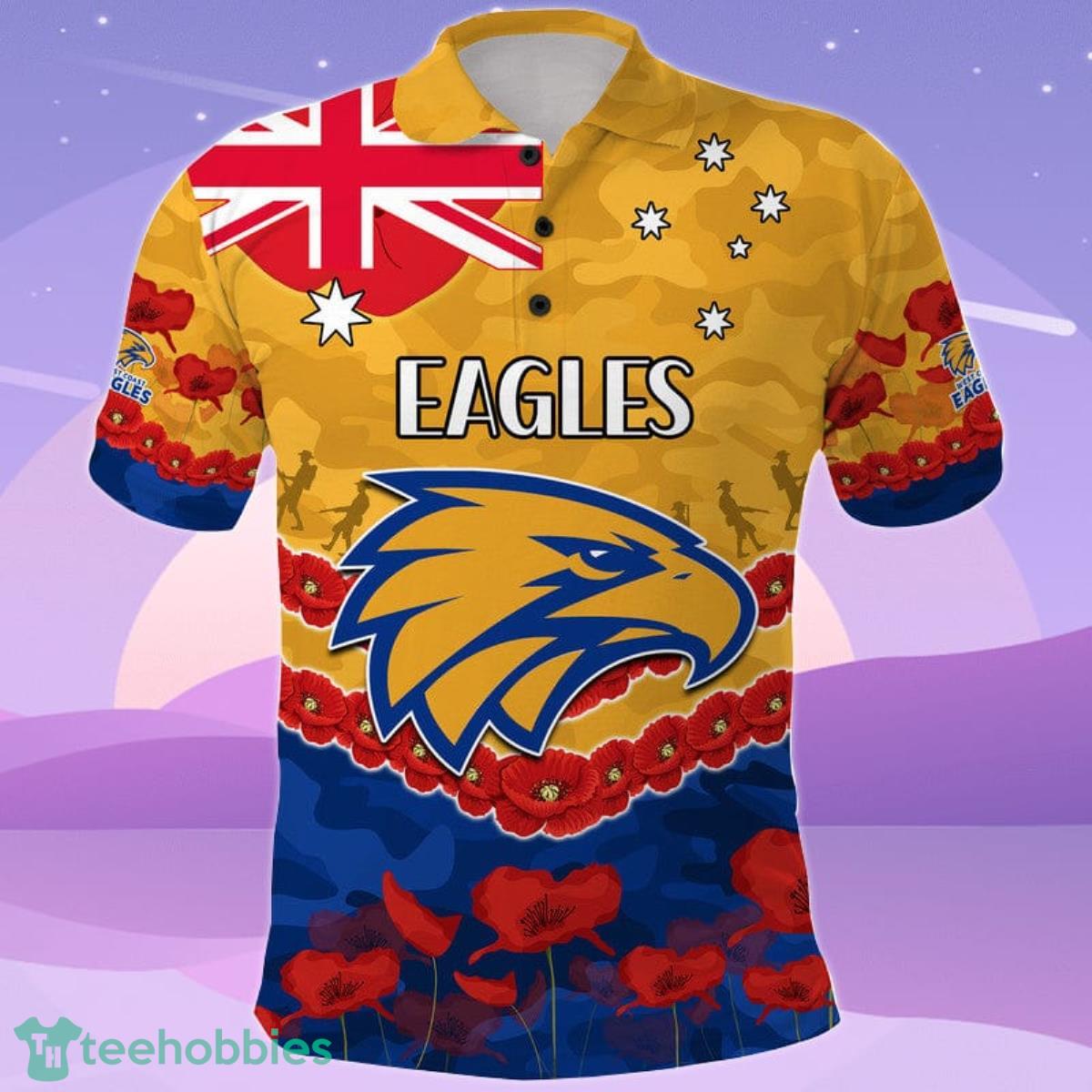 West Coast Eagles Football ANZAC Polo Shirt Lest We Forget