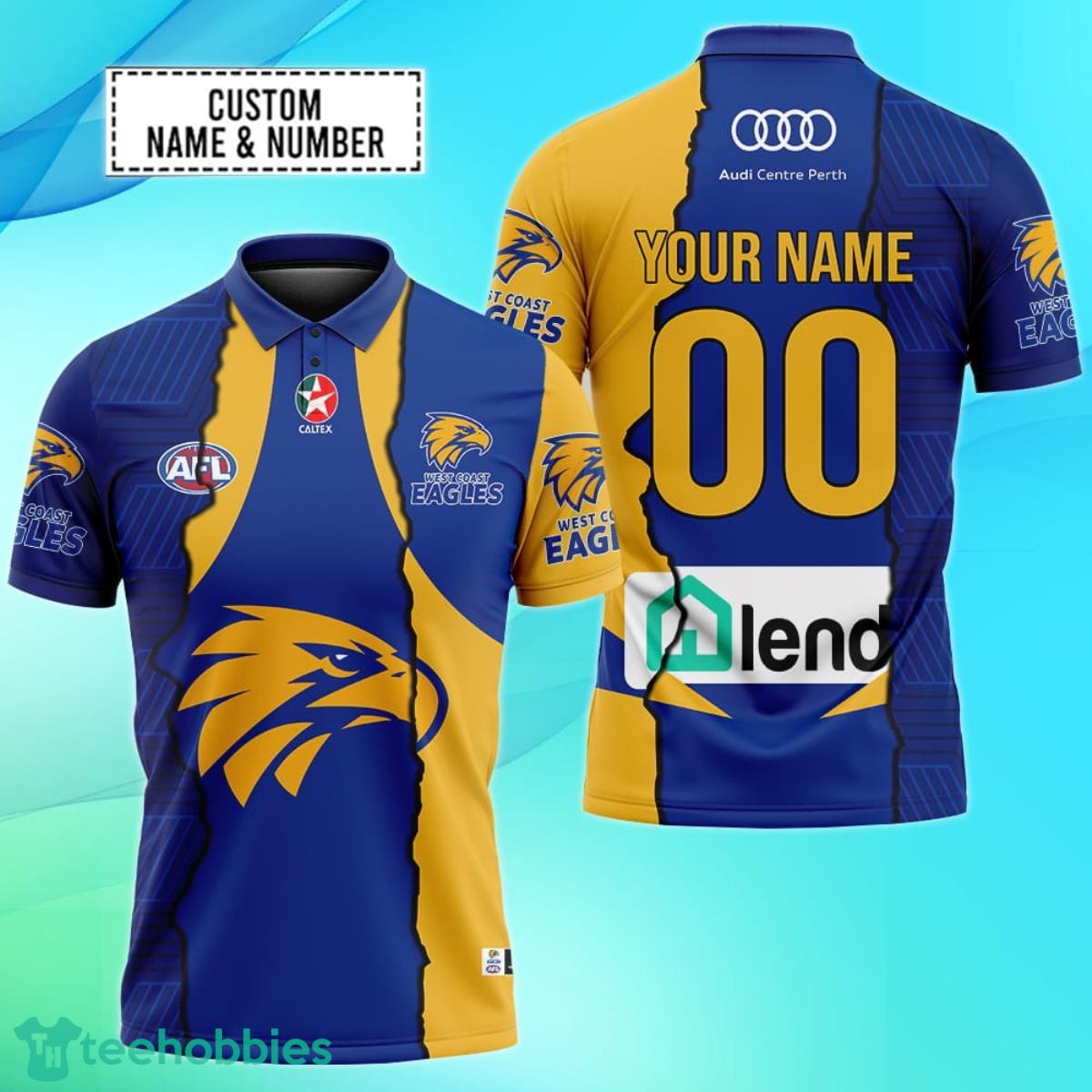 West Coast Eagles Personalized Name & Number AFL Polo Shirt Best Gift For Fans Product Photo 1