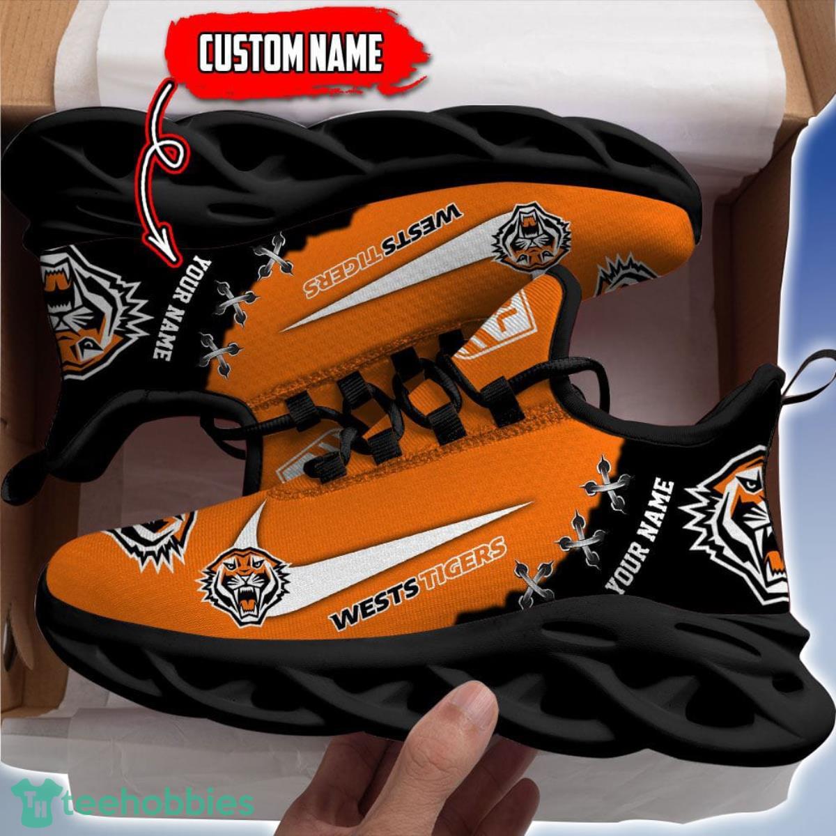 Wests Tigers Personalized Name NRL Premium Luxury Max Soul Shoes Best Gift For Fans Product Photo 2