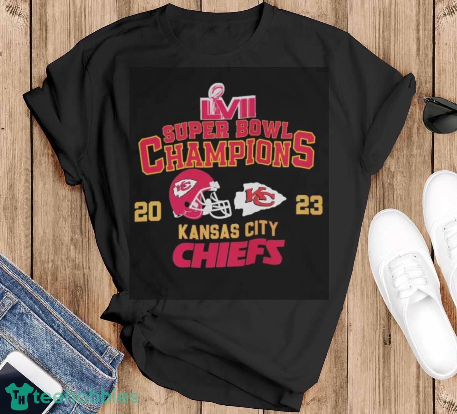 2023 Super bowl LVII Kansas City Chiefs champions helmet logo - Black T-Shirt