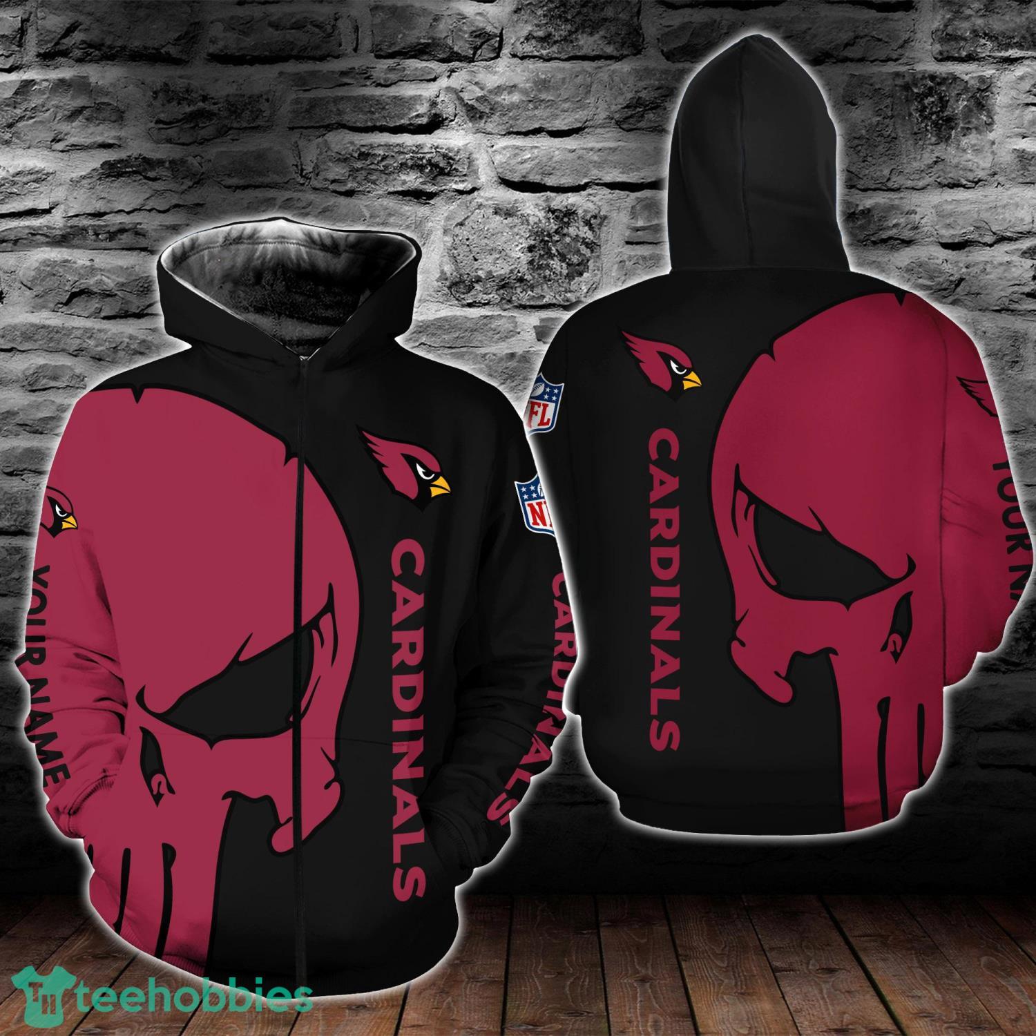 Arizona Cardinals Skull Pattern All Over Printed 3D T-Shirt Sweatshirt Hoodie Zip Hoodie Product Photo 2