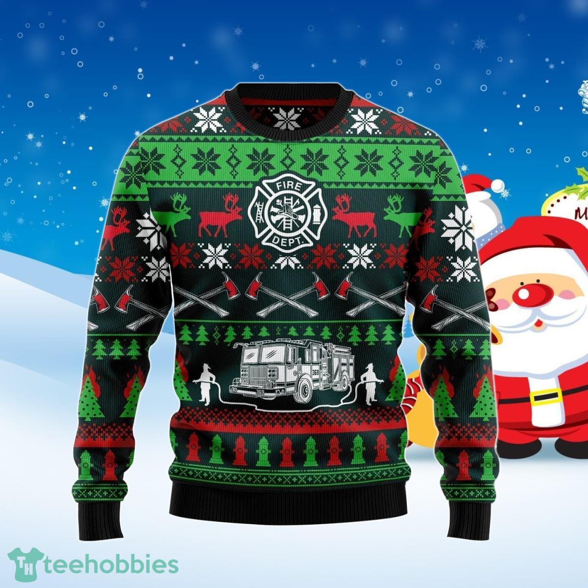 Awesome Firefighter Ugly Christmas Sweater Impressive Gift Product Photo 1
